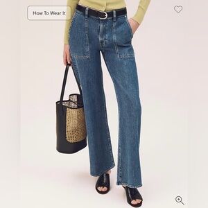 Camp-pocket wide-leg jean